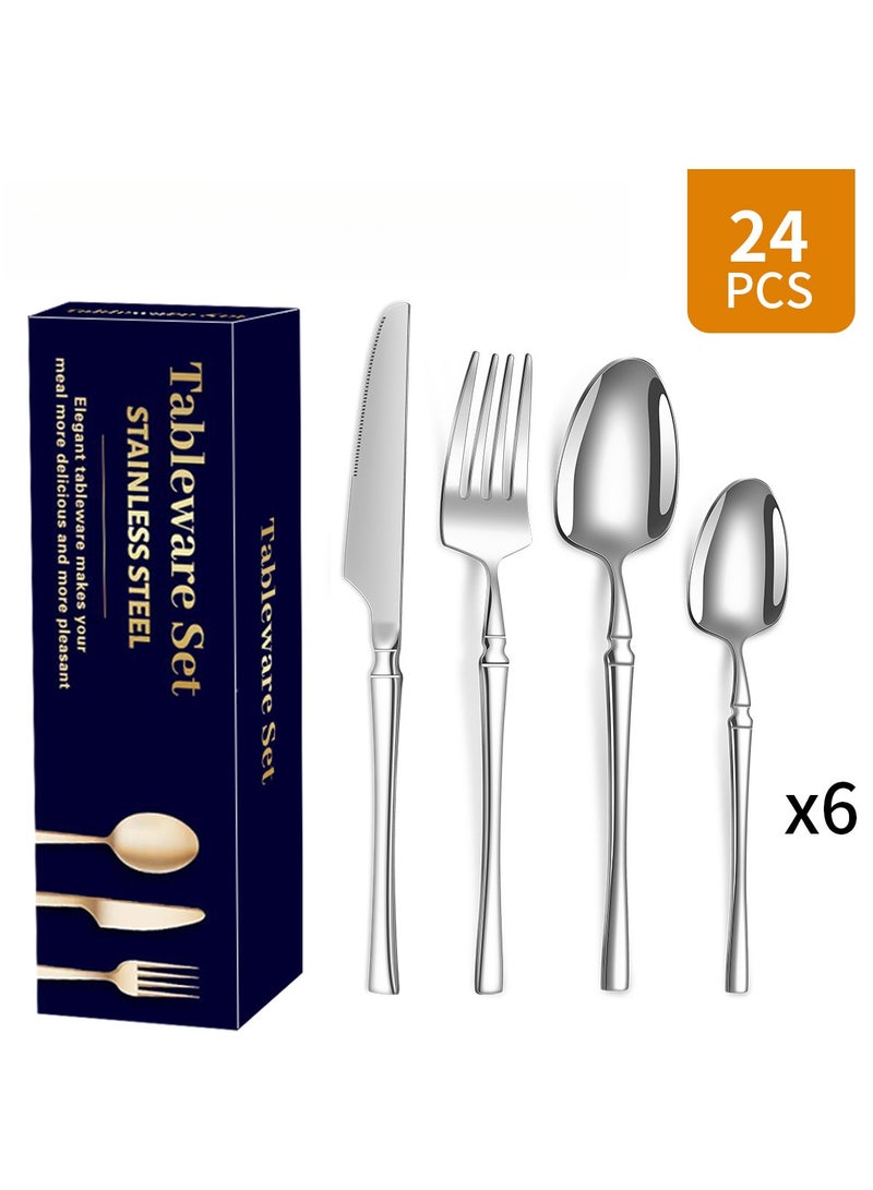 [Luxury Gift] 24pcs  Stainless Steel - Premium Cutlery Set for Restaurants & Homes - 6-Person - Rust Resistant - Free Delivery KSA  - Image 5