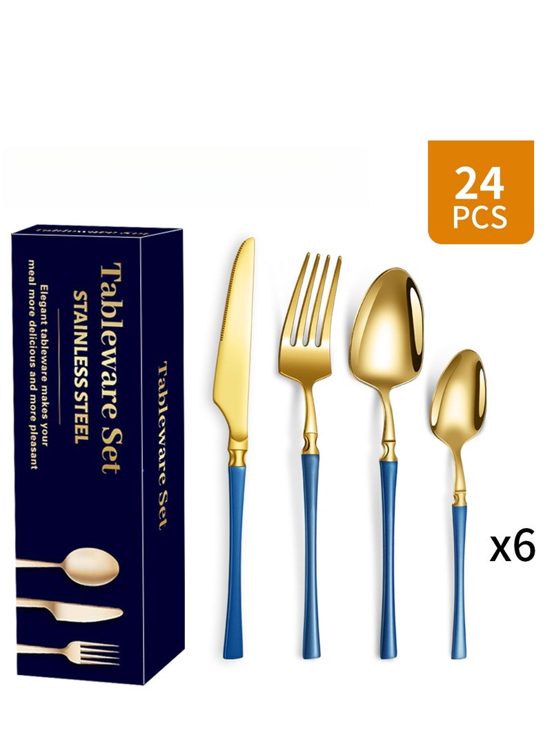 [Luxury Gift] 24pcs  Stainless Steel - Premium Cutlery Set for Restaurants & Homes - 6-Person - Rust Resistant - Free Delivery KSA  - Image 2