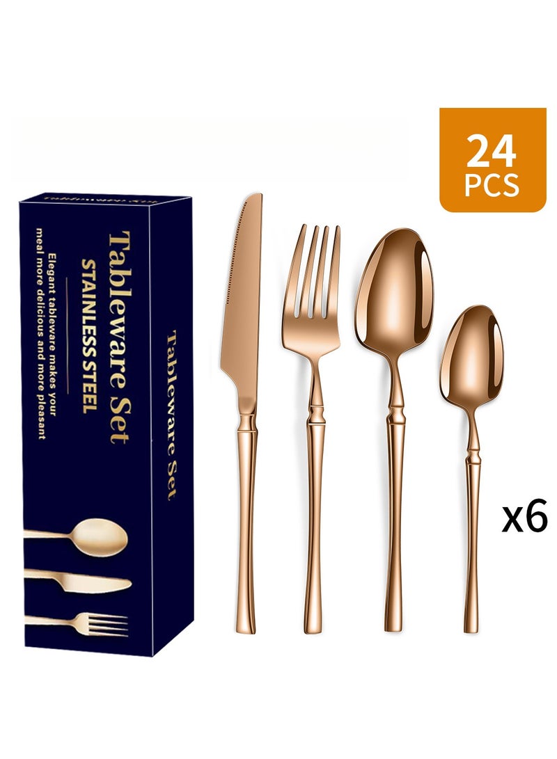 [Luxury Gift] 24pcs  Stainless Steel - Premium Cutlery Set for Restaurants & Homes - 6-Person - Rust Resistant - Free Delivery KSA  - Image 3