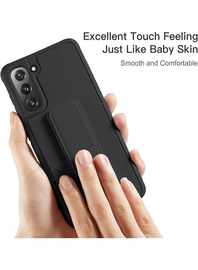 جراب لهاتف سامسونج جالاكسي S21 FE 5G، غطاء، حامل مغناطيسي للسيارة، مسند وقاعدة، حزام يد ومقبض من السيليكون عالي الجودة، رأسي وأفقي، مع حامل متعدد الاستخدامات، أسود - Image 3