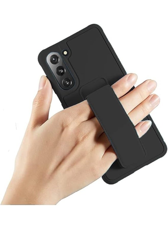 جراب لهاتف سامسونج جالاكسي S21 FE 5G، غطاء، حامل مغناطيسي للسيارة، مسند وقاعدة، حزام يد ومقبض من السيليكون عالي الجودة، رأسي وأفقي، مع حامل متعدد الاستخدامات، أسود - Image 2