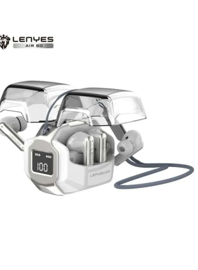 Lenyes Air 80 130 Hours ANC Headphones, White