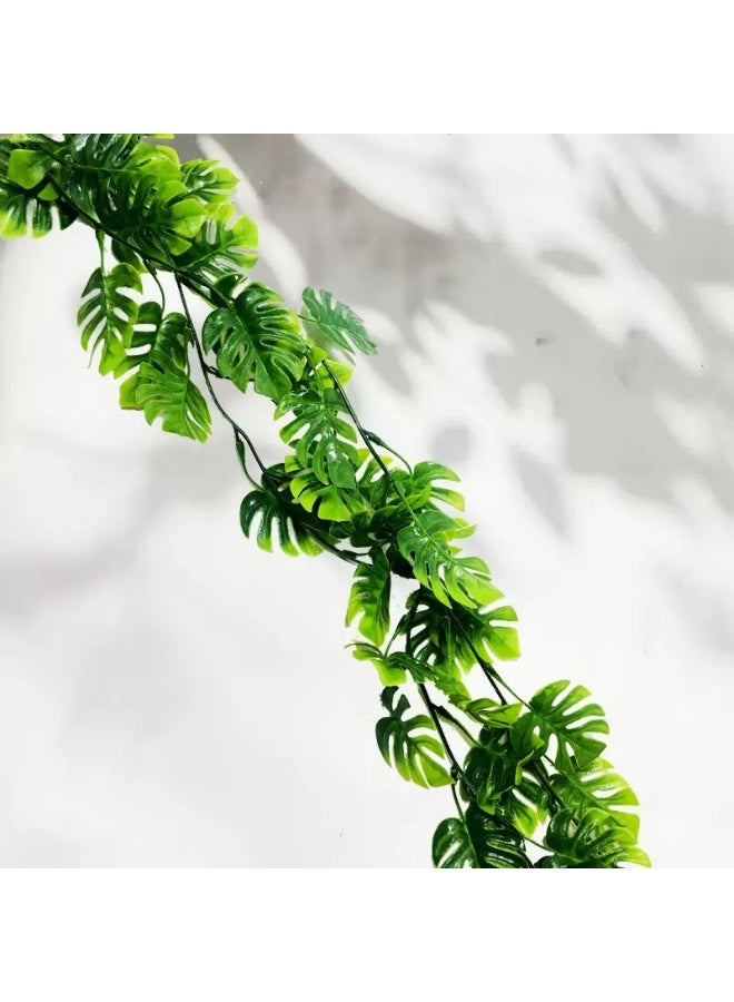 Artificial Monstera Leaf Vines, Fake Hanging Greenery Garland with Hooks, Faux Tropical Plant Ivy for Wall Decor, Home, Bedroom, Wedding, Party and Jungle Theme Decoration 172cm - Image 3