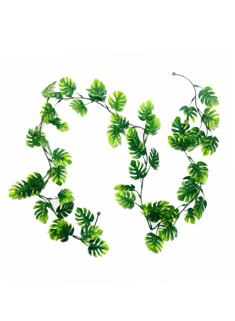 Artificial Monstera Leaf Vines, Fake Hanging Greenery Garland with Hooks, Faux Tropical Plant Ivy for Wall Decor, Home, Bedroom, Wedding, Party and Jungle Theme Decoration 172cm - Image 2