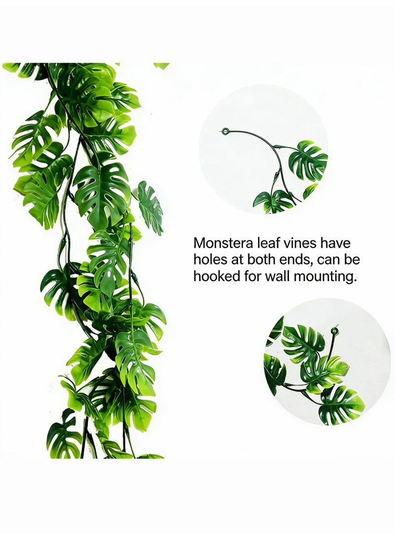 Artificial Monstera Leaf Vines, Fake Hanging Greenery Garland with Hooks, Faux Tropical Plant Ivy for Wall Decor, Home, Bedroom, Wedding, Party and Jungle Theme Decoration 172cm - Image 4