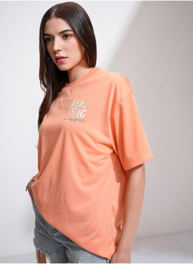 Tokyo Talkies Tokyo Talkies Graphic Print Round Neck Oversized T-Shirt  - Image 1
