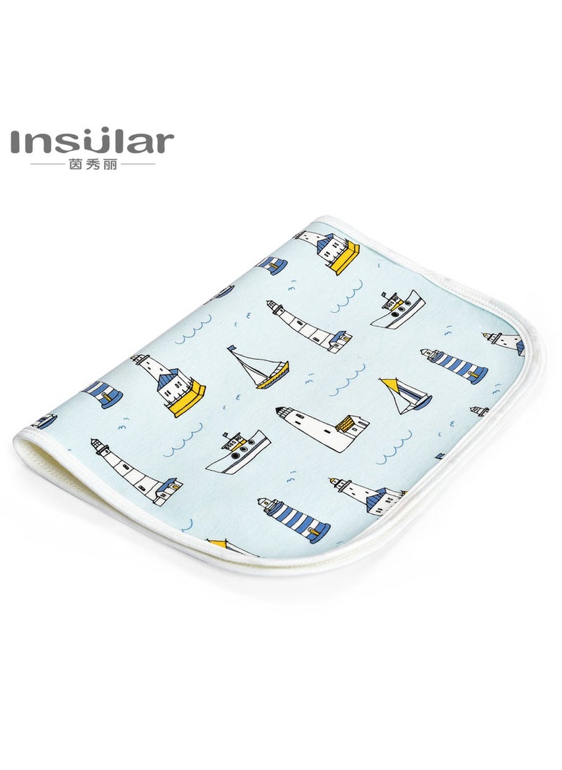 xozgdovg 3-Size Baby Waterproof Bed Pad with 100% Cotton Surface for Kids, Toddlers, Adults, Reusable and Washable Incontinence Underpads Mat for Pack n Play and Crib, Sailboat  - Image 1