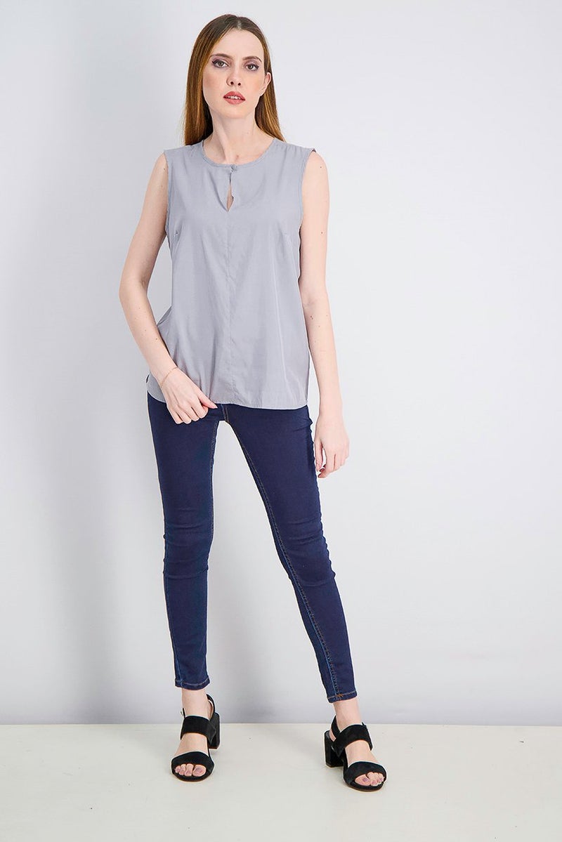 Mohito Women Sleeveless Blouse, Grey - Image 3