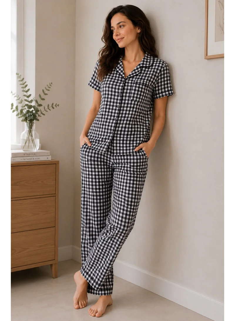 Victor And Jane  Women's Gingham Pyjama Set for Women | Best Price UAE