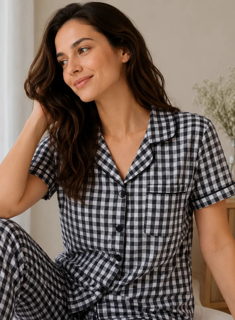 Victor And Jane  Women's Gingham Pyjama Set for Women | Best Price UAE