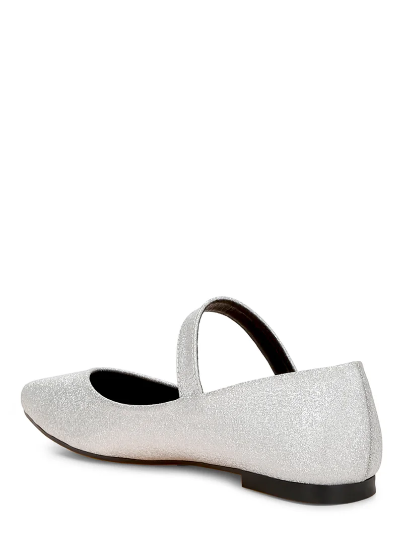 London Rag Glitter Pin Buckle Ballerinas in Silver