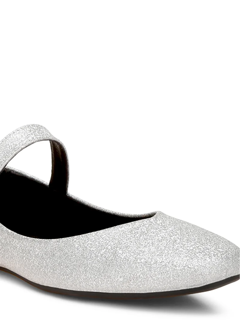 London Rag Glitter Pin Buckle Ballerinas in Silver