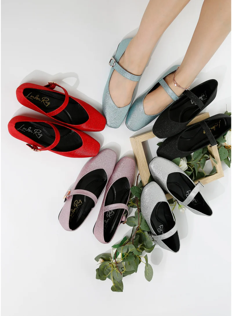 London Rag Silver Glitter Pin Buckle Ballerinas in Silver for Women | Best Price UAE