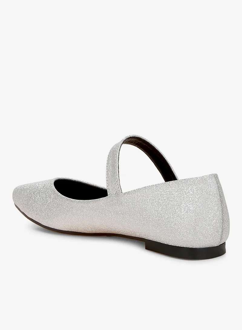 London Rag Silver Glitter Pin Buckle Ballerinas in Silver for Women | Best Price UAE