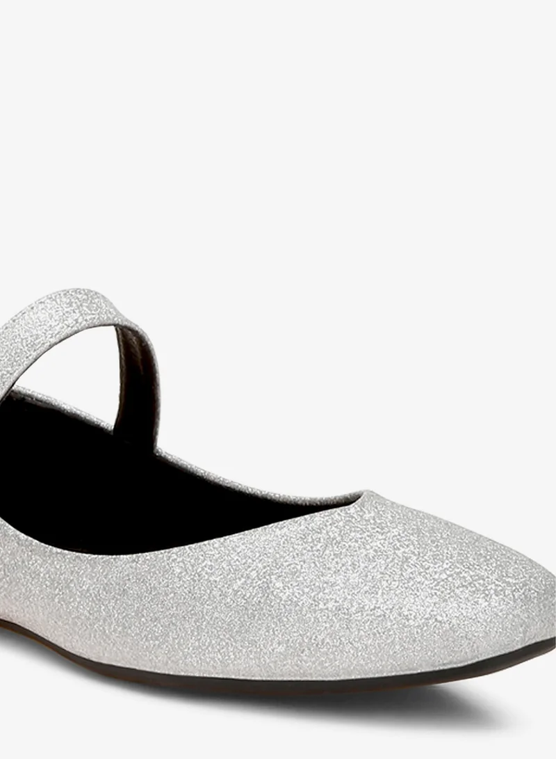 London Rag Silver Glitter Pin Buckle Ballerinas in Silver for Women | Best Price UAE