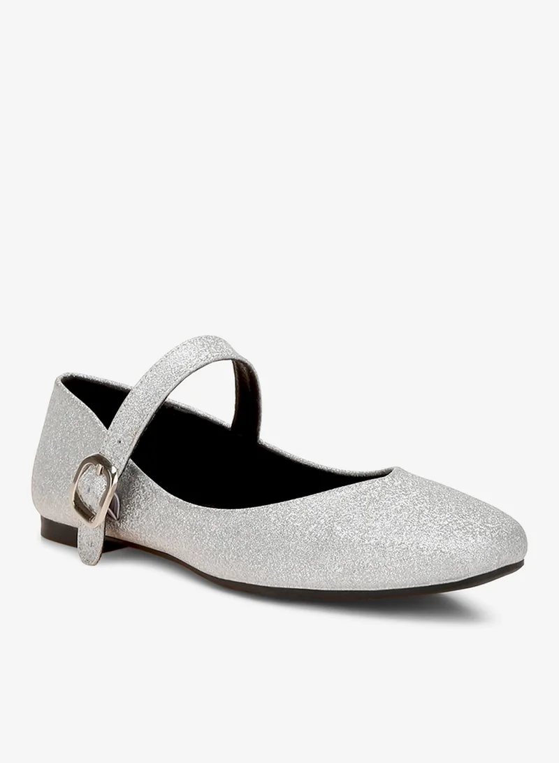London Rag Silver Glitter Pin Buckle Ballerinas in Silver for Women | Best Price UAE
