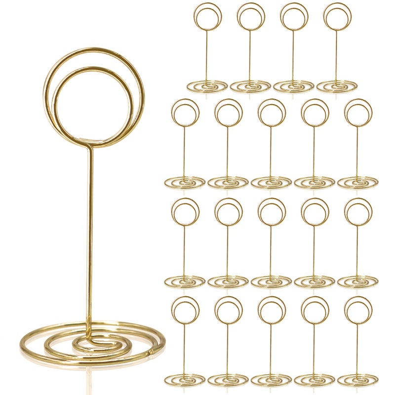 HomWanna Table Number Holders 20Pcs  335 Inch Place Card Holder Table Number Stands for Wedding Party Graduation Reception Restaurant Home Centerpiece Decorations Office Memo Picture Photo Gold