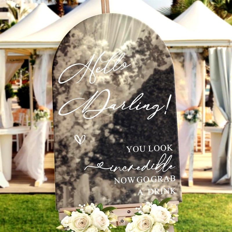Haiddle Selfie Mirror Decals for Wedding Party Entry Wedding Welcome Signs for Backdrop Welcome to Our Weddings Signs Decals Hello Darling Welcome Mirror Stickers Just Married Sign Bride to be Sign Decal - Image 4