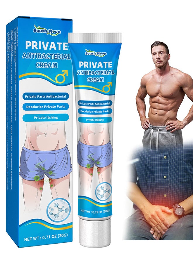 SOUTH MOON - Private Antibacterial Cream For Men, External Use Anti Itching Man Private Care Private Relief More Hydrate Supple Care, External Use Itch Relief Cream Anti Itch Cream Itch Relief For Men 20G - Image 1