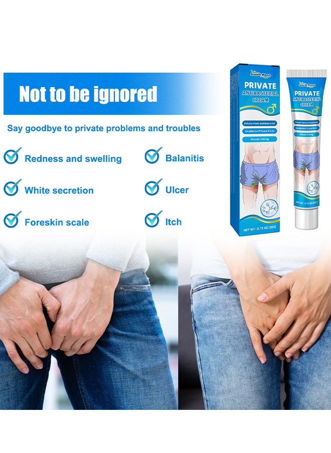 SOUTH MOON - Private Antibacterial Cream For Men, External Use Anti Itching Man Private Care Private Relief More Hydrate Supple Care, External Use Itch Relief Cream Anti Itch Cream Itch Relief For Men 20G - Image 1