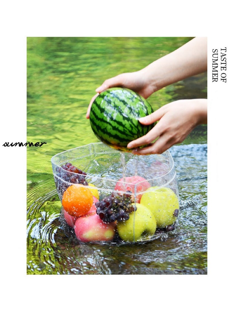 Ayeeb Portable Travel Basin Multifunction Reusable Cylinder Round Bucket, Foldable Flat Pack in Any Bag, Versatile for Kitchen/ Wash up/ Laundry/ Cleaning/ Hiking/ Camping/ RV/ Hotel/ Home Use, Lightweight Vertical Stand Clear Strong Durable PVC Odourfree Harmless Material, 12" Wide 10L Large Capacity  - Image 1