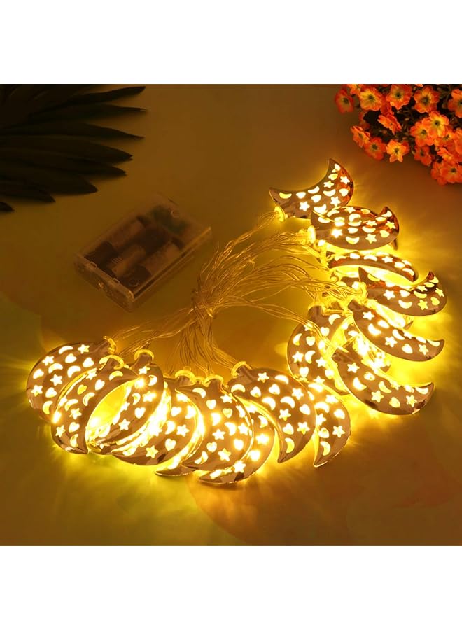 erorex 20Leds Ramadan Mubarak Decorative String Lights Battery Powered Led Moon Lights For Eid Festival Home Party Decoration Warm White - Image 2