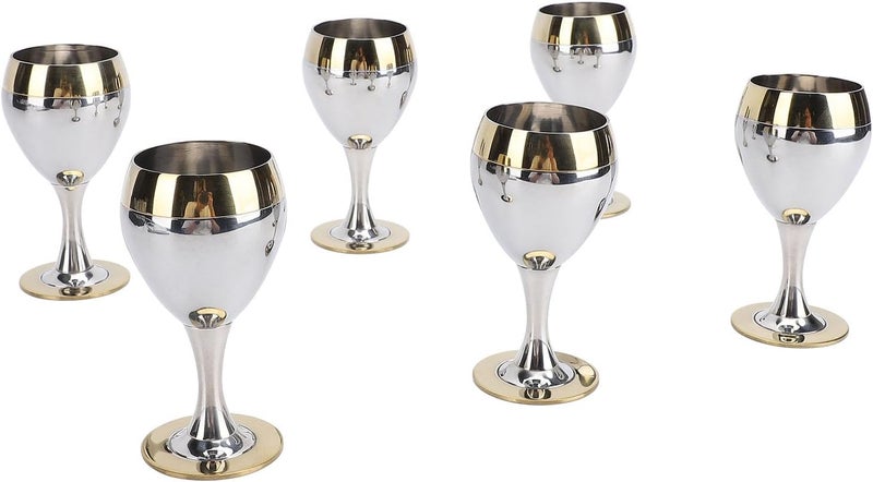 banapoy 6Pcs Stainless Steel Wine Glass, 60ml Unbreakable Wine Glasses Portable Metal Goblets, European Stylistic Beauty Drinking Glasses for Wedding, Beach, Pool Party - Image 2