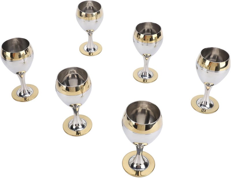 banapoy 6Pcs Stainless Steel Wine Glass, 60ml Unbreakable Wine Glasses Portable Metal Goblets, European Stylistic Beauty Drinking Glasses for Wedding, Beach, Pool Party - Image 5