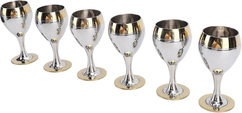 banapoy 6Pcs Stainless Steel Wine Glass, 60ml Unbreakable Wine Glasses Portable Metal Goblets, European Stylistic Beauty Drinking Glasses for Wedding, Beach, Pool Party - Image 4