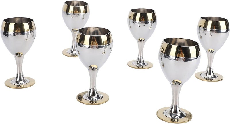 banapoy 6Pcs Stainless Steel Wine Glass, 60ml Unbreakable Wine Glasses Portable Metal Goblets, European Stylistic Beauty Drinking Glasses for Wedding, Beach, Pool Party - Image 3