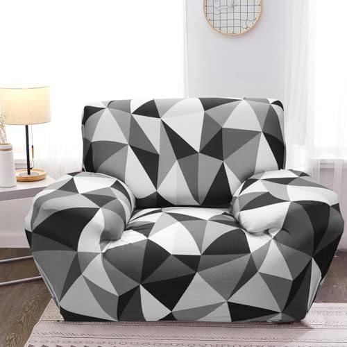 B BESTILO Universal One Seater Sofa Cover Big Elasticity, Protective, Flexible Stretch, Spandex & Polyester Sofa Slipcover for Couch Protector Stretchable (One Seater, 90-145cm, Black Prism) - Image 2