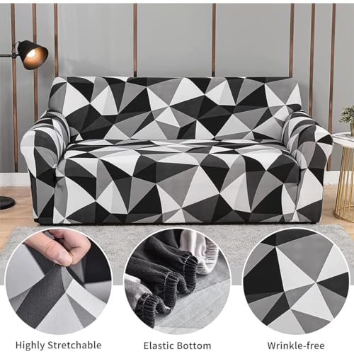 B BESTILO Universal One Seater Sofa Cover Big Elasticity, Protective, Flexible Stretch, Spandex & Polyester Sofa Slipcover for Couch Protector Stretchable (One Seater, 90-145cm, Black Prism) - Image 4