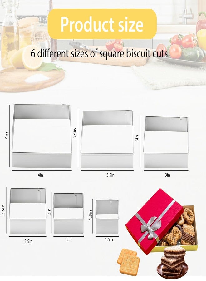 GLECTG 6 PCS Square Cookie Cutter Set - Cookie Cutters (1.5-4 Inch), Stainless Steel Set for Baking, Cookies, Biscuits & DIY - Durable Square Cutters for Holiday & Daily Use - Image 2