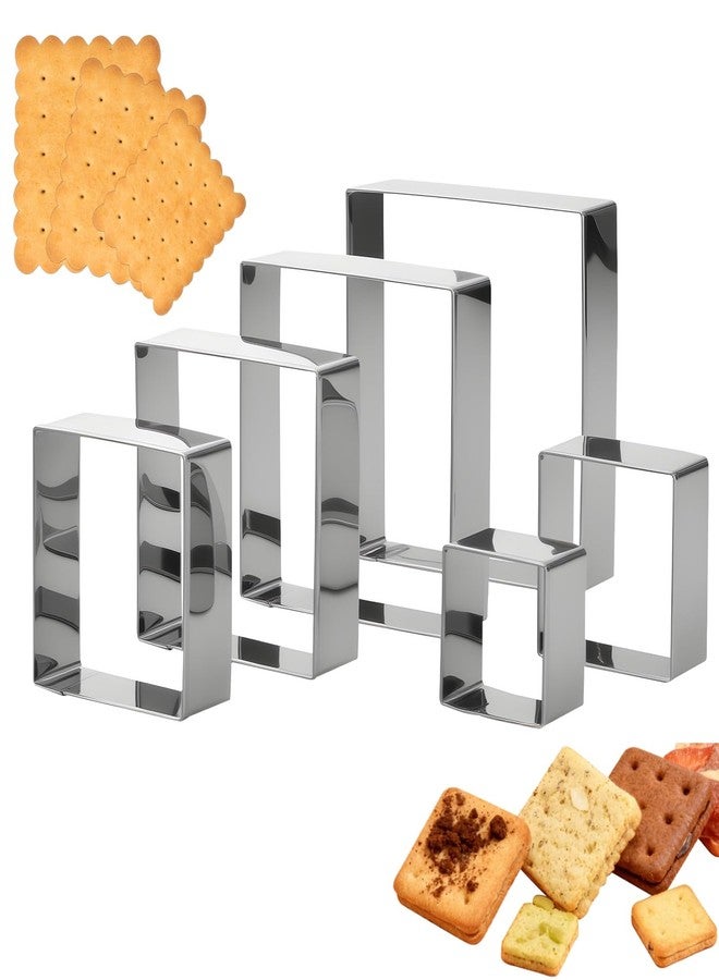 GLECTG 6 PCS Square Cookie Cutter Set - Cookie Cutters (1.5-4 Inch), Stainless Steel Set for Baking, Cookies, Biscuits & DIY - Durable Square Cutters for Holiday & Daily Use - Image 1