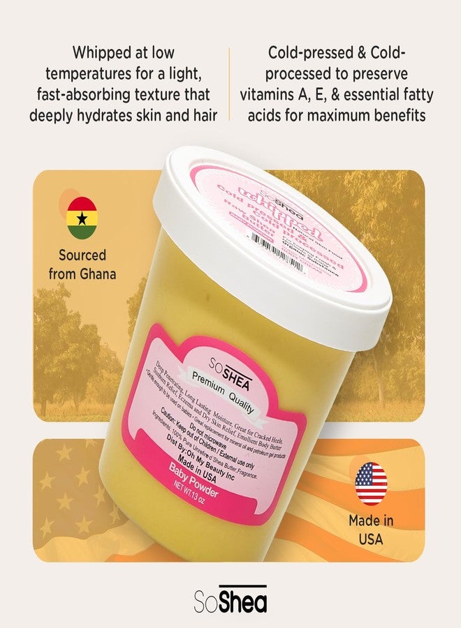 SoShea Whipped Shea Butter Baby Powder - Nourishes, Moisturizes & Renews | 100% African Pure Shea Butter | No Dyes & Parabens | Vegan | 12.75oz / 361g - Image 2