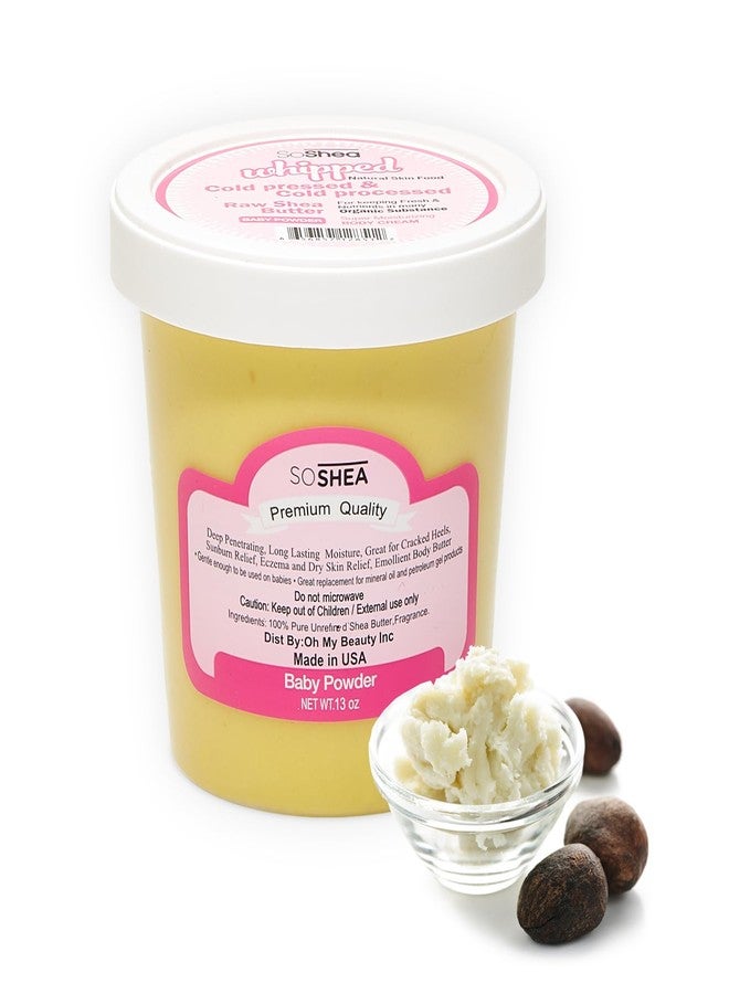 SoShea Whipped Shea Butter Baby Powder - Nourishes, Moisturizes & Renews | 100% African Pure Shea Butter | No Dyes & Parabens | Vegan | 12.75oz / 361g - Image 1