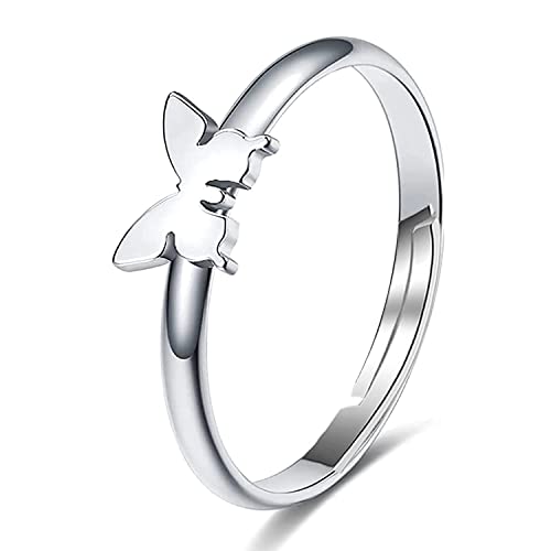 Okos Cz Jewellery Rhodium Plated Brass Metal Fluttering Butterfly Adjustable Couple Ring For Men And Women FR1000965 - Image 2