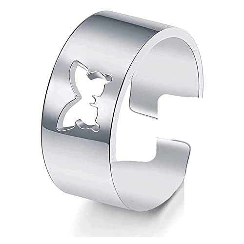 Okos Cz Jewellery Rhodium Plated Brass Metal Fluttering Butterfly Adjustable Couple Ring For Men And Women FR1000965 - Image 3