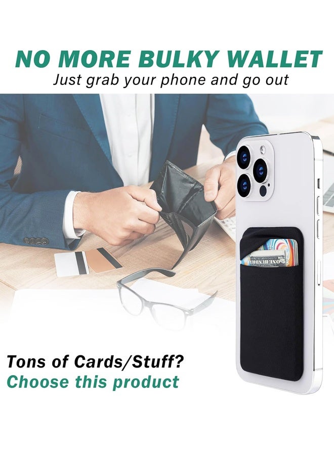 3Pack Cell Phone Card Holder Pocket for Back of Phone,Stretchy Stick on Wallet Credit Card ID Case Pouch - Image 3