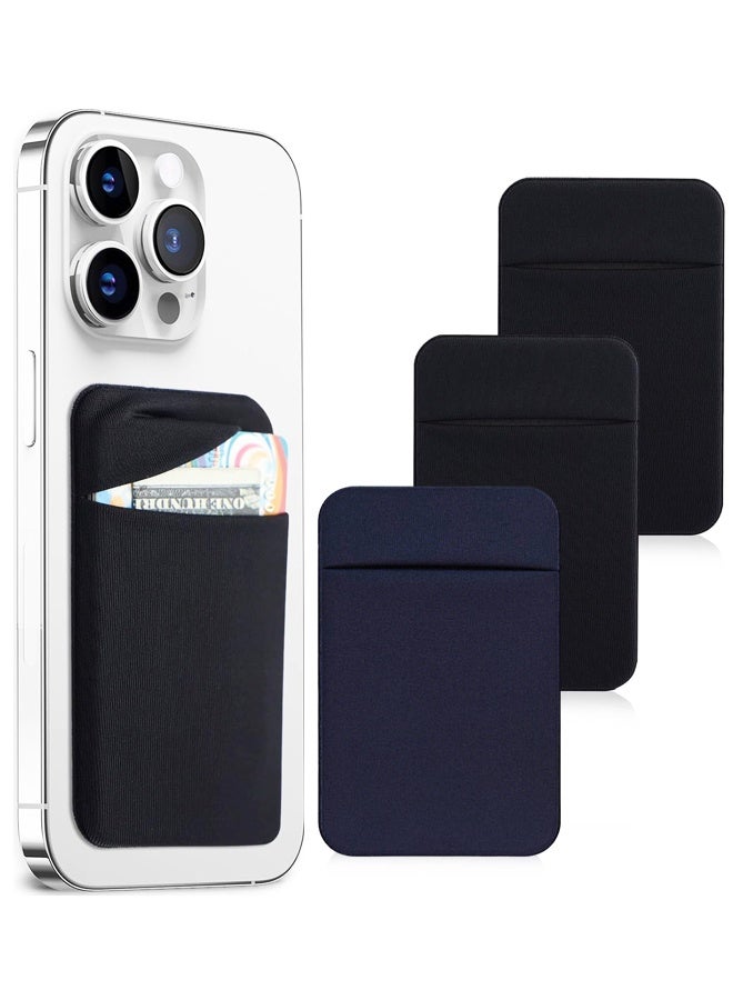 3Pack Cell Phone Card Holder Pocket for Back of Phone,Stretchy Stick on Wallet Credit Card ID Case Pouch - Image 1