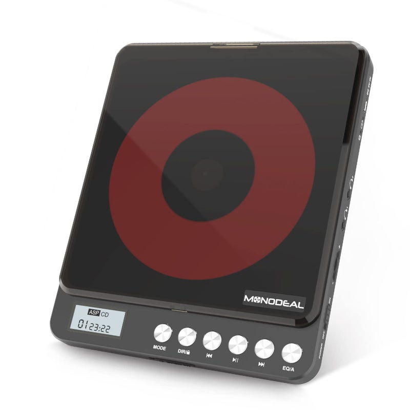 MONODEAL Portable CD Player With Built-in Speakers, Rechargeable for Car and Personal Use, Small Anti-Skip With Dual Headphone Jacks (Black) - Image 1