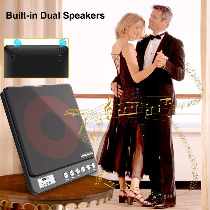 MONODEAL Portable CD Player With Built-in Speakers, Rechargeable for Car and Personal Use, Small Anti-Skip With Dual Headphone Jacks (Black) - Image 2