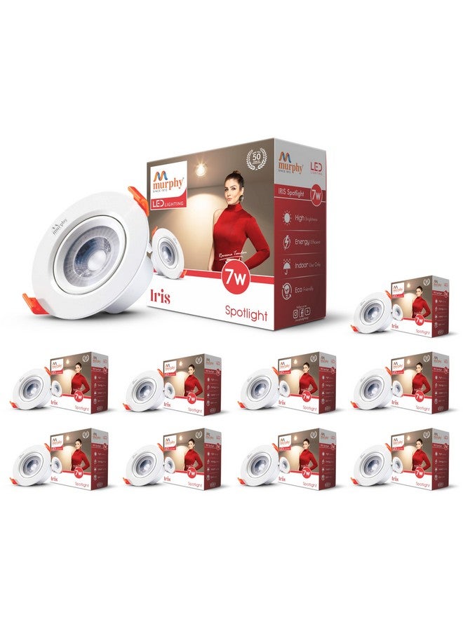 Murphy 7W IRIS LED Spot Round Panel Conceal Box Down Light(Pack of 10, Warm White) - Image 1