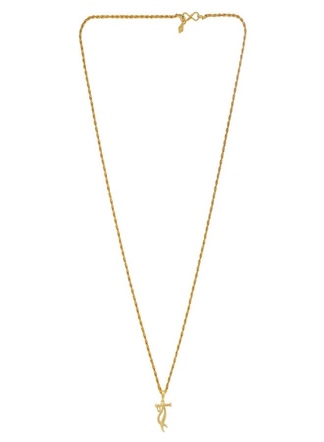 Morir Gold Plated Brass Flute Bansuri of Lord Krishna Pendant Locket Necklace Spiritual Temple Jewellery for Unisex - Image 3