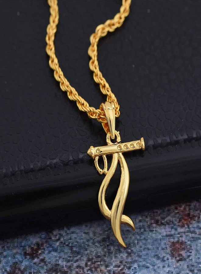 Morir Gold Plated Brass Flute Bansuri of Lord Krishna Pendant Locket Necklace Spiritual Temple Jewellery for Unisex - Image 2