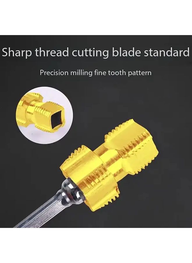 2 Piece Set Golden Electric Tapping Reamer Reusable Threading Tool Ergonomic Grip for PVC PPR Pipes Plumbing Repair - Image 4