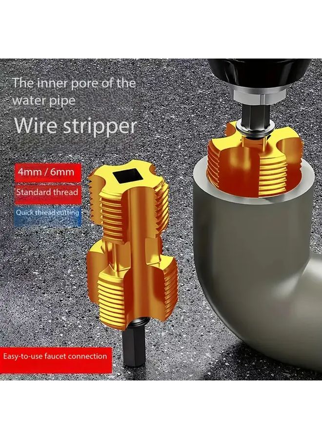2 Piece Set Golden Electric Tapping Reamer Reusable Threading Tool Ergonomic Grip for PVC PPR Pipes Plumbing Repair - Image 3