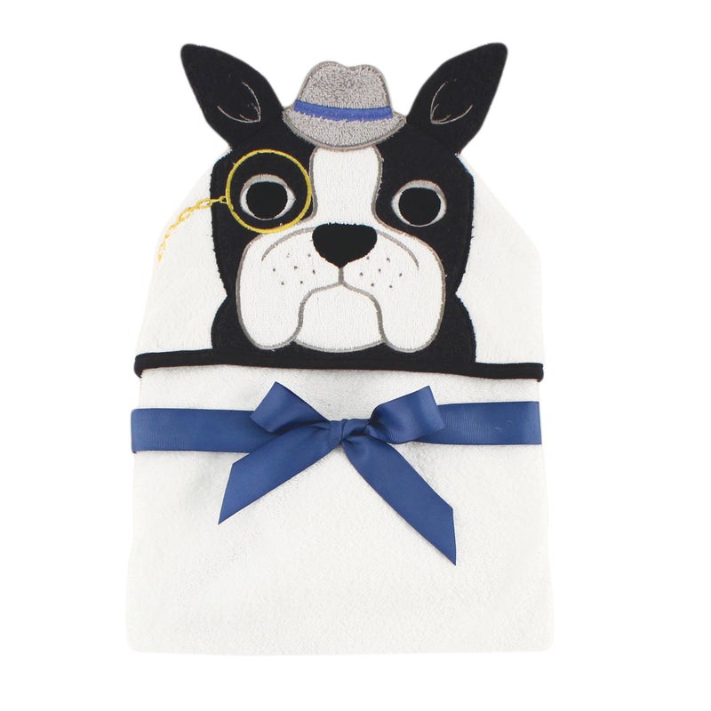 Hudson Baby Unisex Baby Cotton Animal Face Hooded Towel, Dapper Dog, One Size - Image 3