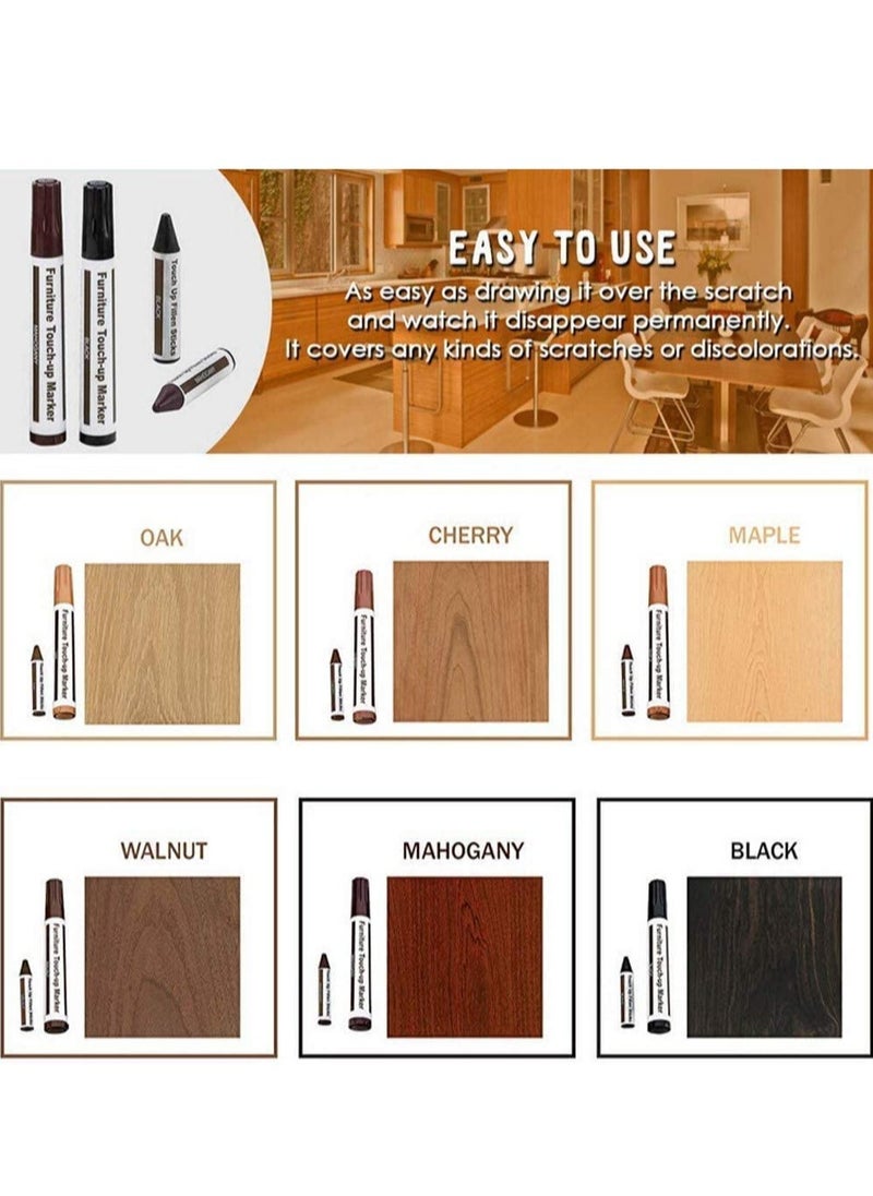 SYOSI - Total Furniture Repair System - 17Pc Scratch Restore Touch-Up Kit - Felt Tip Markers, Wax Stick Crayons - Image 1