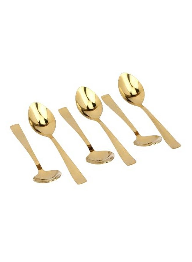 ROSTON Cutlery Set 6 PCS Stainless Steel Gold Premium Spoon Set Luxury Dinning tabelware Gift for House Warming (6PCS Spoon and Stand) - Image 2